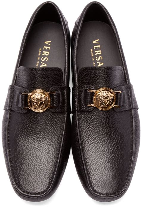 black leather versace loafers|Versace loafers men's sale.